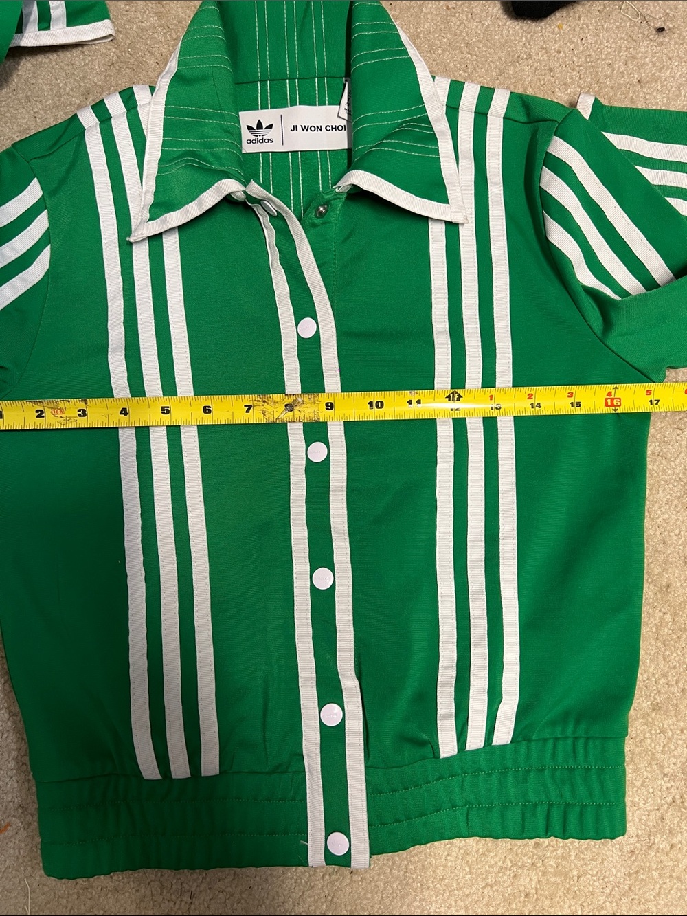 Adidas JI WIN CHOI Green Track Jacket with White Pinstripes 2 XS - Picture 8 of 16